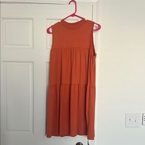 Boutique Sleeveless Orange Ribbed Dress